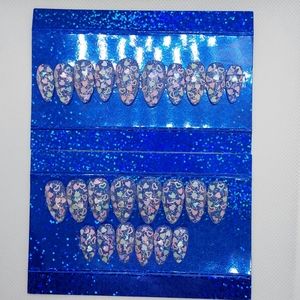 HAND PAINTED PRESS ON NAILS, MEDIUM ALMOND, 24 NAILS